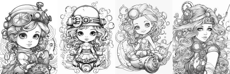 スチームパンク風マーメイド大人の塗り絵sample